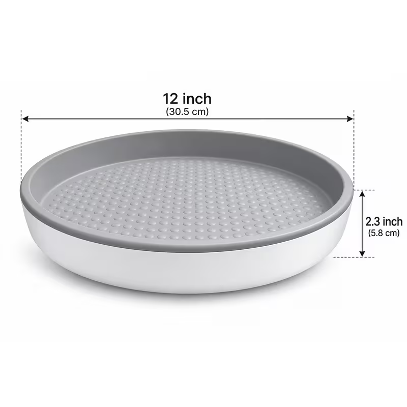 12 Inch Non-Skid Rotating Organizer Tray for Cabinet, Pantry, Countertop, Bathroom and Makeup