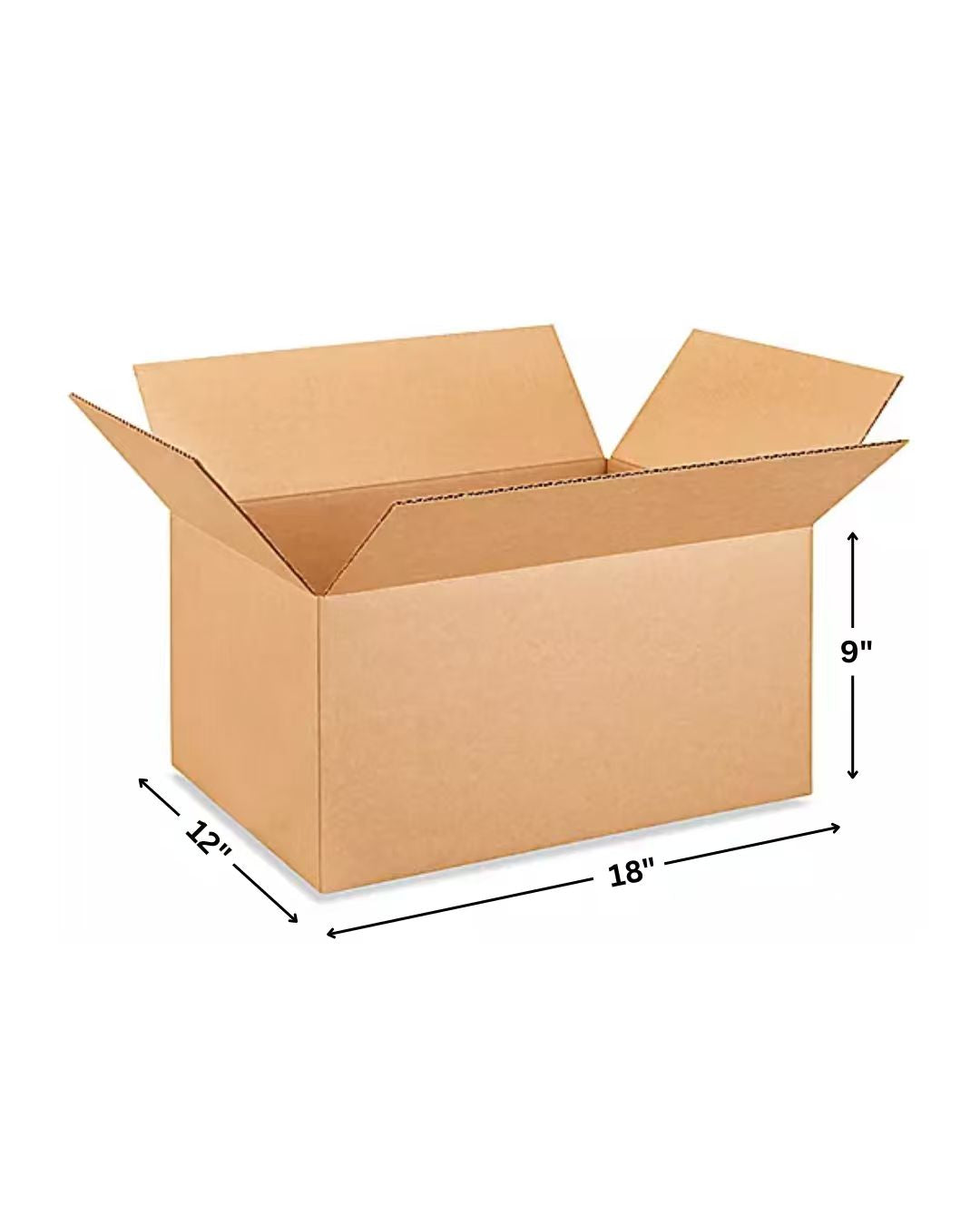 18" x 12" x 9" Corrugated Shipping Boxes - 10/25 Pack