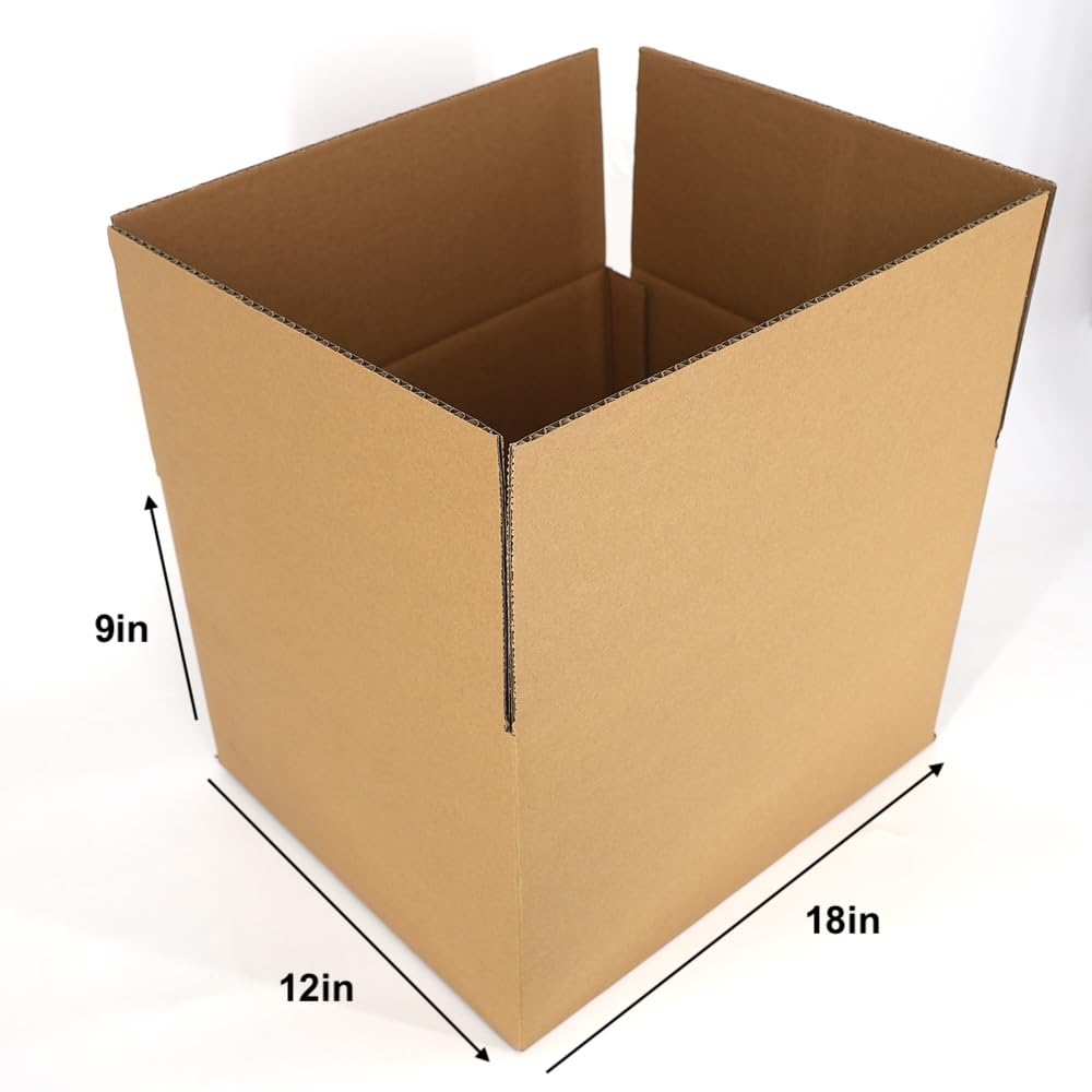 Corrugated Shipping Boxes - 18x12x9in – Heavy Duty Mailing & Packaging Cartons for Business, Moving, and Storage (10)