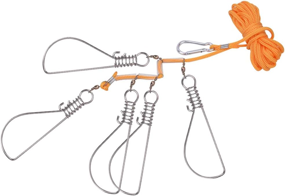 Fish Stringer Heavy Duty, Stainless Steel Elastic Device Fish Buckle Fishing Stringer Convenient to Use for Larger Fish for Chain Stringer