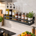 Wall Mounted Black Metal Storage Rack - 40 x 12 cm Kitchen, Bathroom and Shower Organizer Shelf