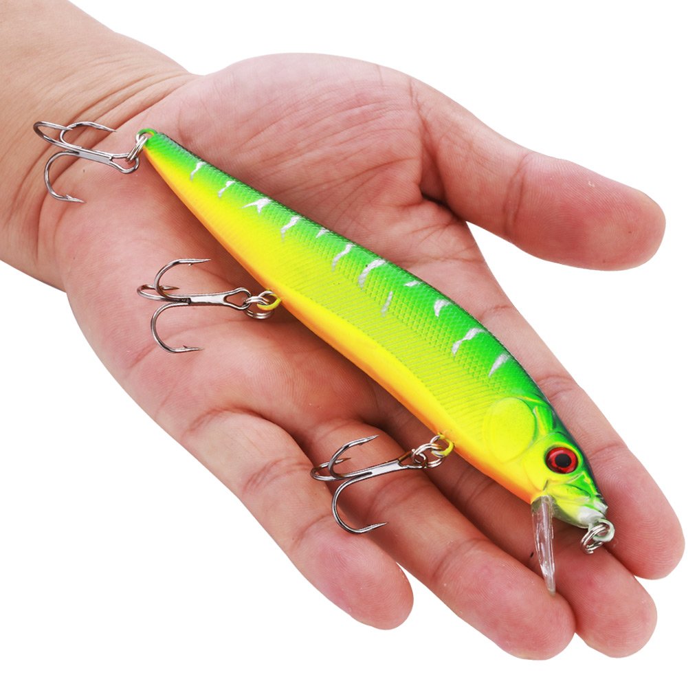 Fishing Lures Large Hard Bait Minnow VIB Lure with Treble Hook Life-Like Swimbait Fishing Bait 3D Fishing Eyes Popper Crankbait Vibe Sinking Lure for Bass Trout Walleye Redfish