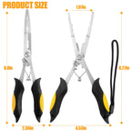 Fishing Pliers Stainless Steel Hook Remover Braid Cutter Rustproof Saltwater Split Ring Pliers Fishing Multi-Tools with Sheath and Lanyard