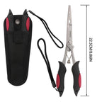Fishing Pliers Stainless Steel Hook Remover Braid Cutter Rustproof Saltwater Split Ring Pliers Fishing Multi-Tools with Sheath and Lanyard