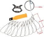 Portable Fish Stringer Kit with Stainless Steel Large Buckle Lock - Includes 10 Snaps, Float, Plastic Handle & Carry Bag - Durable Fishing Gear Accessories for Live Fish Storage & Transport