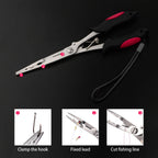 Fishing Pliers Stainless Steel Hook Remover Braid Cutter Rustproof Saltwater Split Ring Pliers Fishing Multi-Tools with Sheath and Lanyard