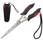 Fishing Pliers Stainless Steel Hook Remover Braid Cutter Rustproof Saltwater Split Ring Pliers Fishing Multi-Tools with Sheath and Lanyard