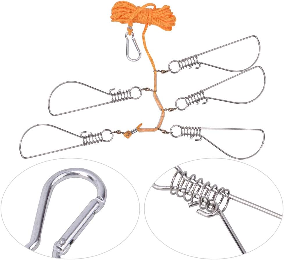 Fish Stringer Heavy Duty, Stainless Steel Elastic Device Fish Buckle Fishing Stringer Convenient to Use for Larger Fish for Chain Stringer
