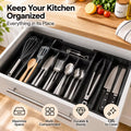 Large Expandable Cutlery Drawer Organizer - Adjustable Kitchen Tray for Spoons, Forks and Knives