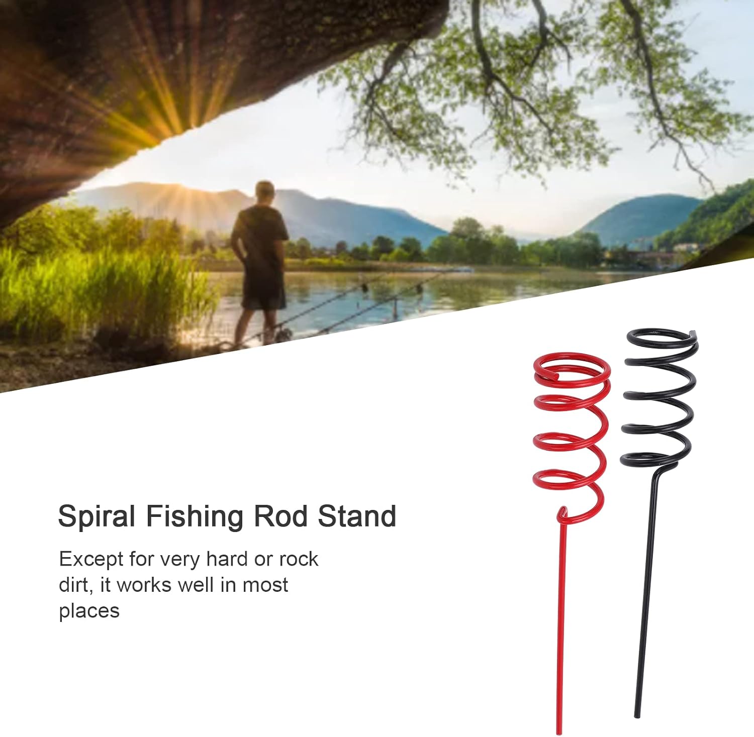 2Pcs Fishing Rod Holder,Heavy Duty Spiral Fishing Rod Ground Support Stand Holder for Most Fishing Rods