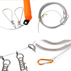 Portable Fish Stringer Kit with Stainless Steel Large Buckle Lock - Includes 10 Snaps, Float, Plastic Handle & Carry Bag - Durable Fishing Gear Accessories for Live Fish Storage & Transport