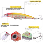 Fishing Lures Large Hard Bait Minnow VIB Lure with Treble Hook Life-Like Swimbait Fishing Bait 3D Fishing Eyes Popper Crankbait Vibe Sinking Lure for Bass Trout Walleye Redfish