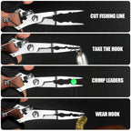 Fishing Pliers Stainless Steel Hook Remover Braid Cutter Rustproof Saltwater Split Ring Pliers Fishing Multi-Tools with Sheath and Lanyard