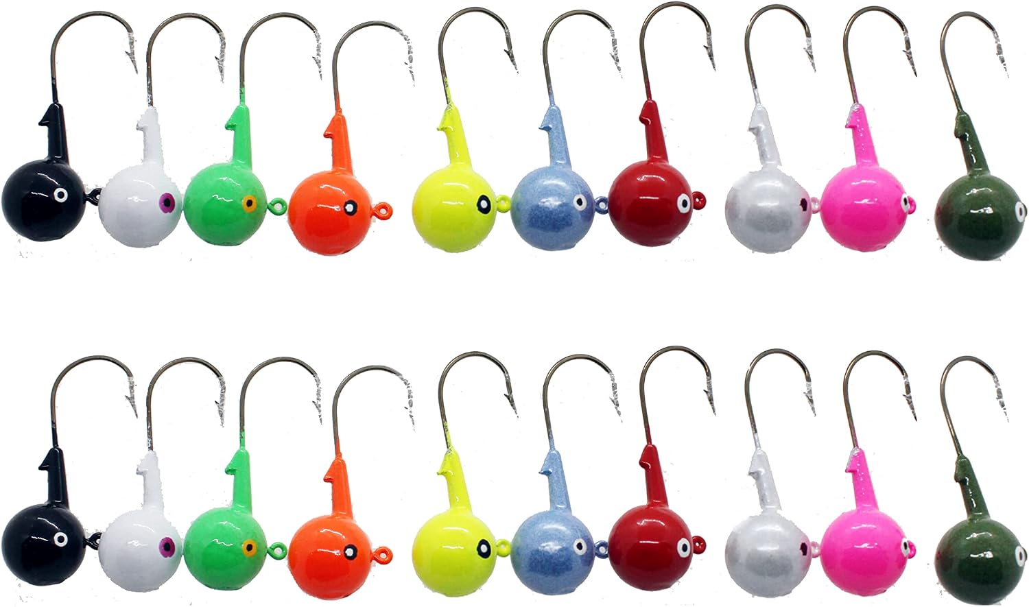 Fishing Lure Jig Head 1 oz 28g 20 pcs Jighead Fish Hook Walleye Pike Pickeral Bass Muskie Perch Assorted  Soft platic Lure Real Bait for Game Fish Fresh Water Salt Water