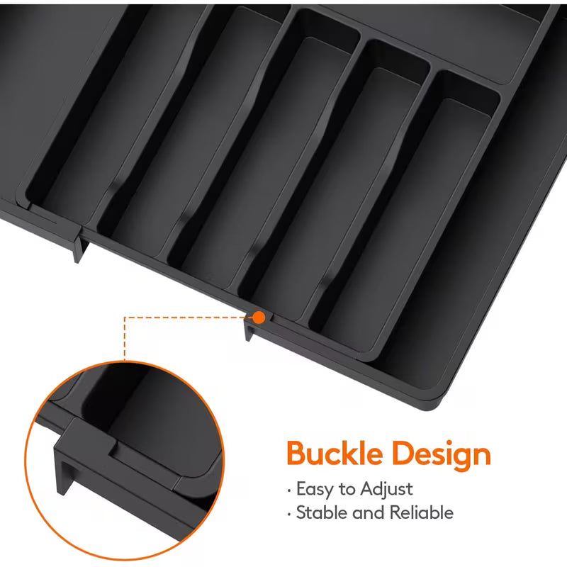 Large Expandable Cutlery Drawer Organizer - Adjustable Kitchen Tray for Spoons, Forks and Knives