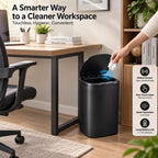 Automatic Motion Sensor Black Trash Can with Lid, 14L Touchless Trash Bin for Bathroom, Office, RV, Bedroom, Living Room and Kitchen