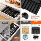 Large Expandable Cutlery Drawer Organizer - Adjustable Kitchen Tray for Spoons, Forks and Knives