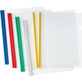 20 pack A4 transparent report folders with sliding strips in 5 colors