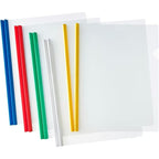 20 pack A4 transparent report folders with sliding strips in 5 colors