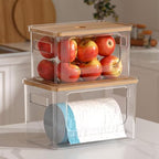 Set of 2 acrylic storage boxes with bamboo lids medium and large