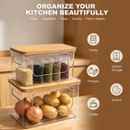 Acrylic storage box bamboo lid organizer detail image 7