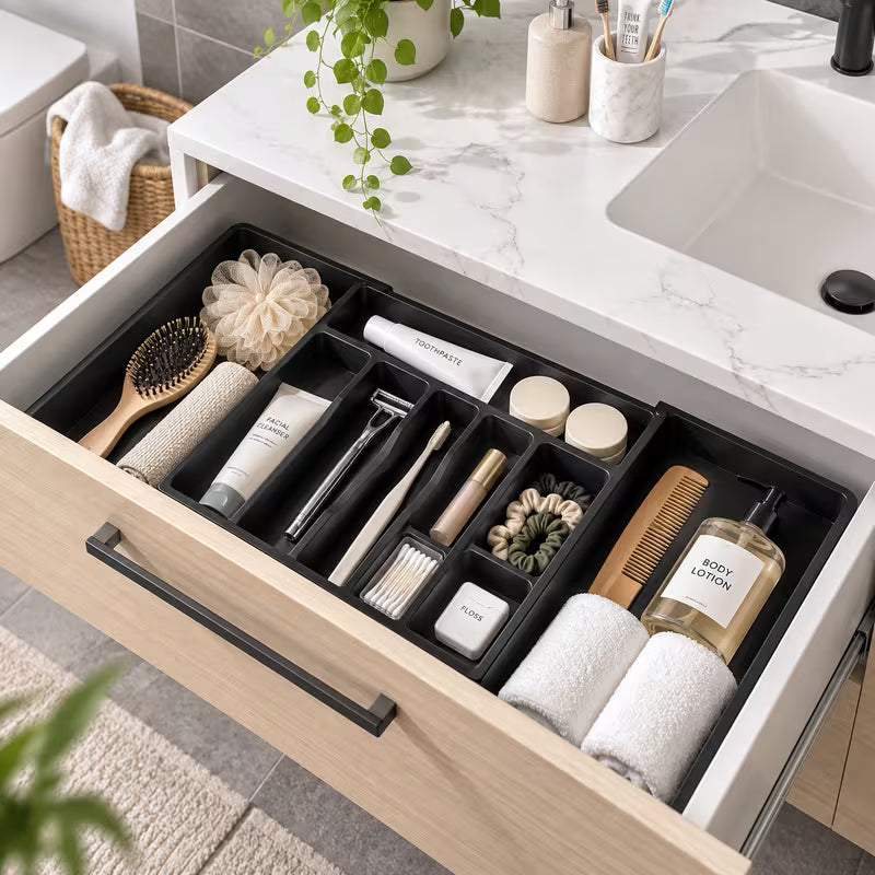 Large Expandable Cutlery Drawer Organizer - Adjustable Kitchen Tray for Spoons, Forks and Knives