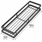 Wall Mounted Black Metal Storage Rack - 40 x 12 cm Kitchen, Bathroom and Shower Organizer Shelf