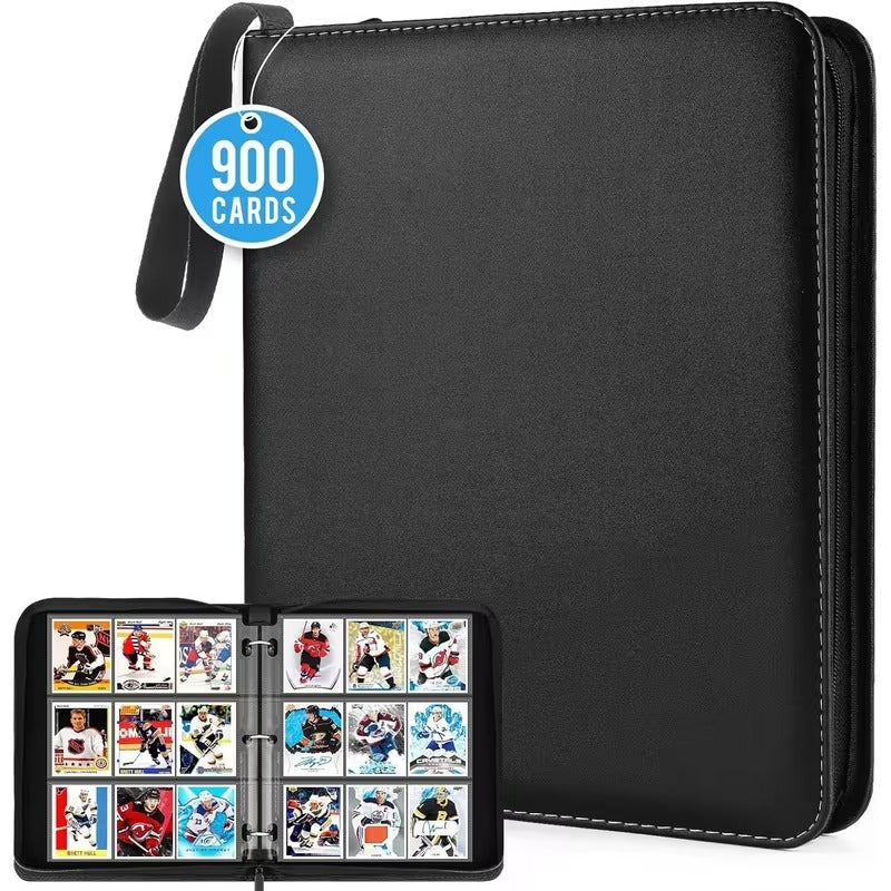 Black lightning 900 card zipper trading card binder with removable sleeves