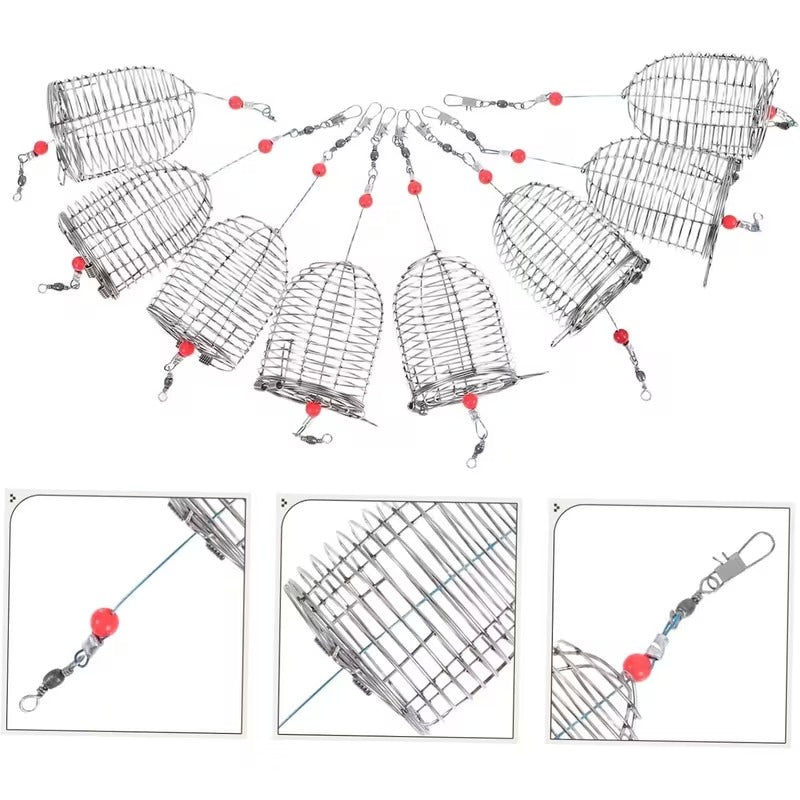 Size L stainless steel carp fishing bait trap cage feeder 10 pack