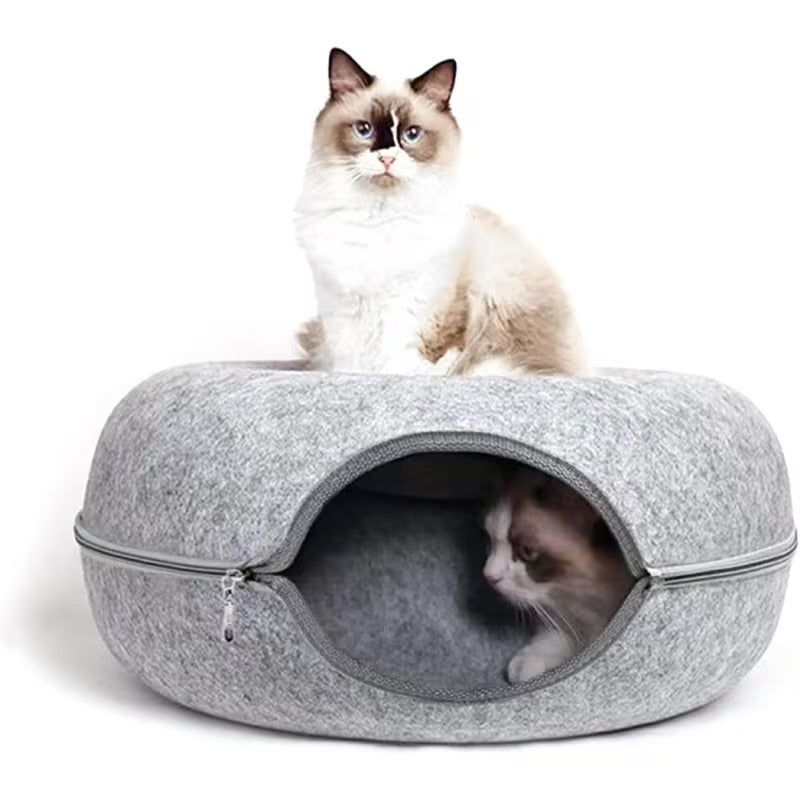50x20cm felt donut cat tunnel bed with zipper