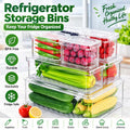 7 Pack Fridge Organizers and Storage with Lids - Clear Plastic Refrigerator Bins with Drain Trays - Stackable Produce Saver for Fruit, Veggies and Pantry, BPA-Free