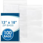 13x18 inch clear reclosable zip poly bags 100 count