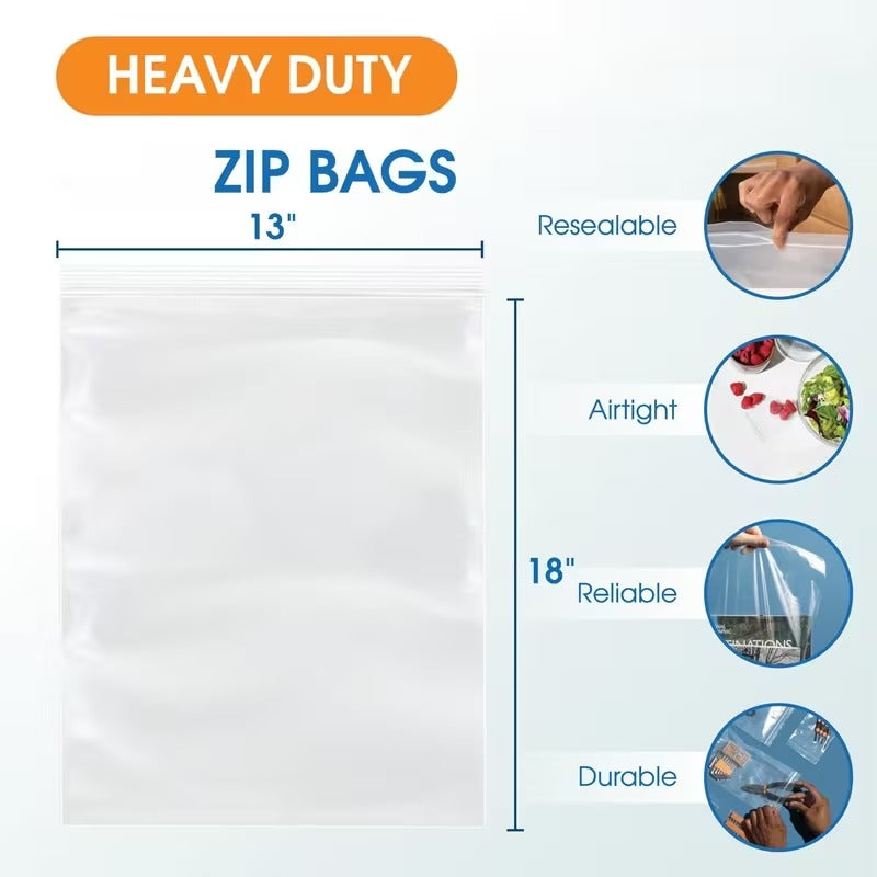 13x18 inch clear reclosable poly bag detail image 2