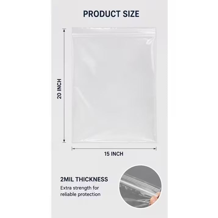 15x20 inch clear reclosable poly bag detail image 3