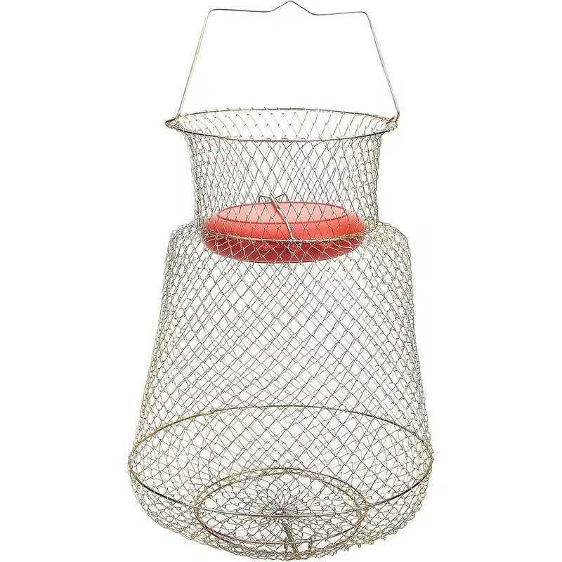 Large collapsible galvanized steel wire fish basket
