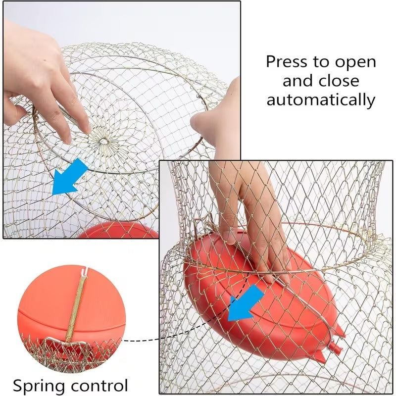 Collapsible galvanized wire fish basket detail image 4