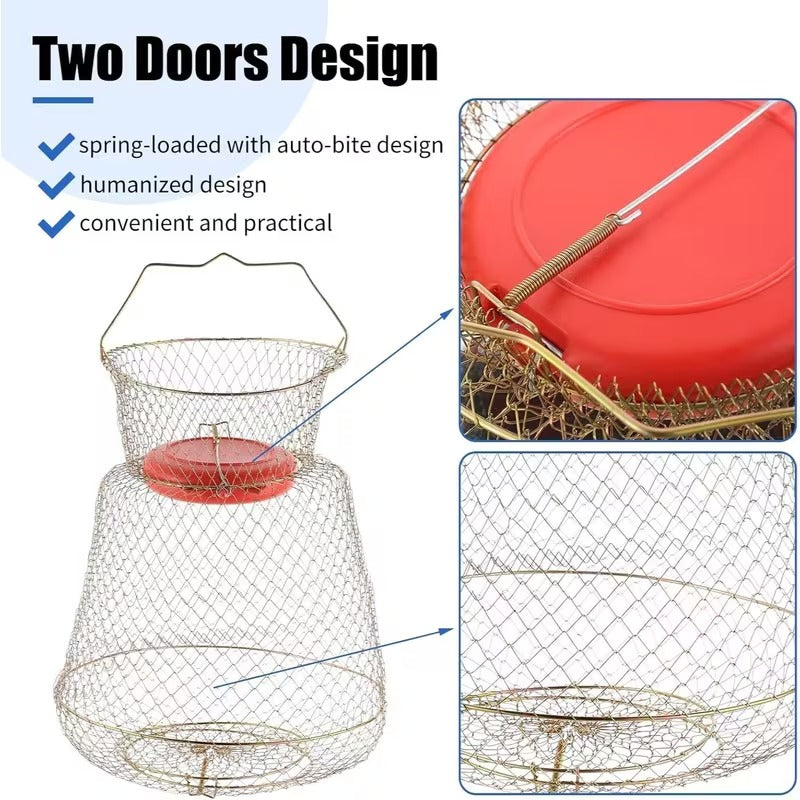 Collapsible galvanized wire fish basket detail image 5