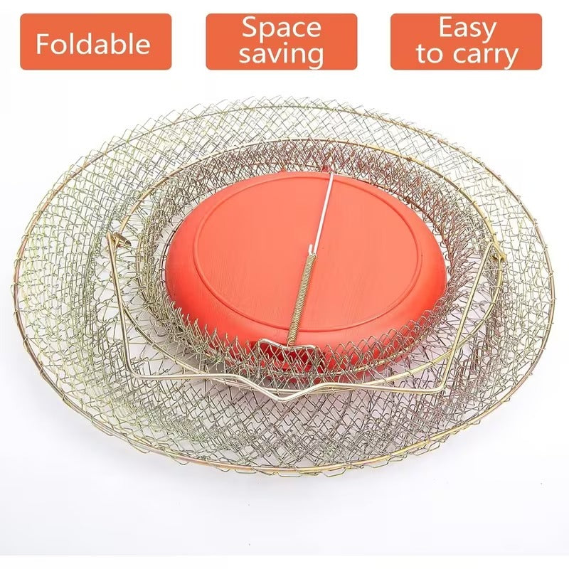 Collapsible galvanized wire fish basket detail image 6