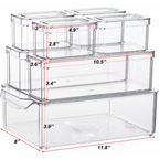 7 Pack Fridge Organizers and Storage with Lids - Clear Plastic Refrigerator Bins with Drain Trays - Stackable Produce Saver for Fruit, Veggies and Pantry, BPA-Free