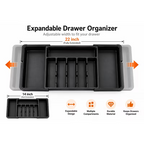 Large Expandable Cutlery Drawer Organizer - Adjustable Kitchen Tray for Spoons, Forks and Knives