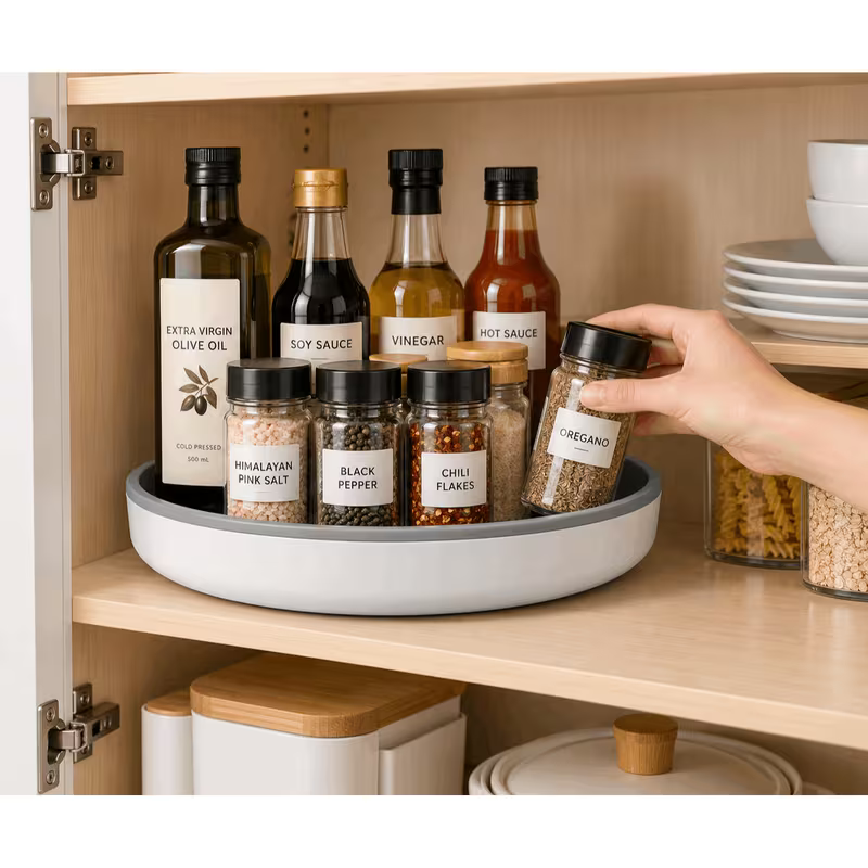 12 Inch Non-Skid Rotating Organizer Tray for Cabinet, Pantry, Countertop, Bathroom and Makeup