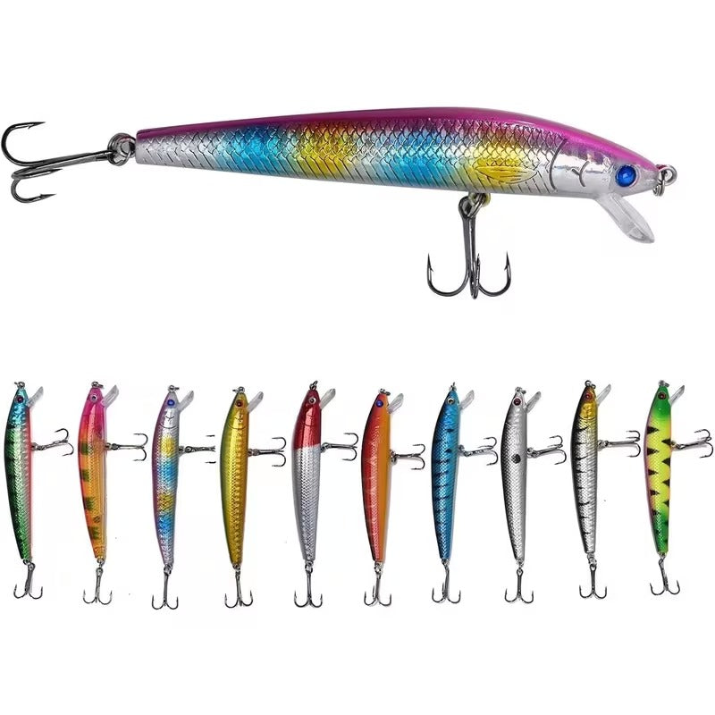 Fishing lures minnow swimbait crankbait set with treble hooks and 3D eyes