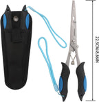 Fishing pliers size reference with sheath and lanyard