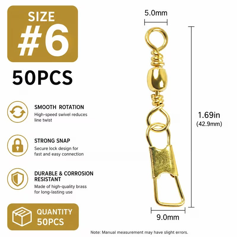 Fishing snap swivels gold barrel swivel detail image 3