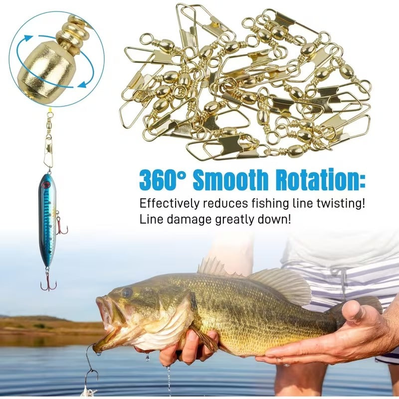 Fishing snap swivels gold barrel swivel detail image 5