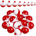 Hard ABS red and white push-button fishing floats 12 pack