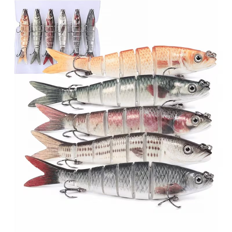 5 pack multi-section fishing lures in assorted colors with storage box