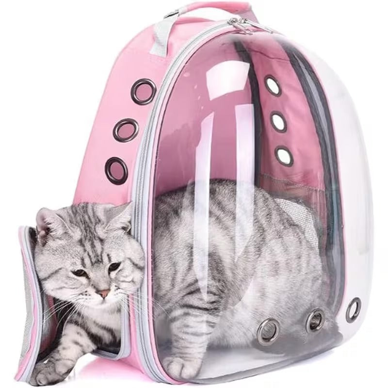 Pink pet bubble backpack carrier for cats and small dogs