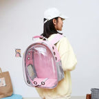 Pink pet bubble backpack carrier detail image 2