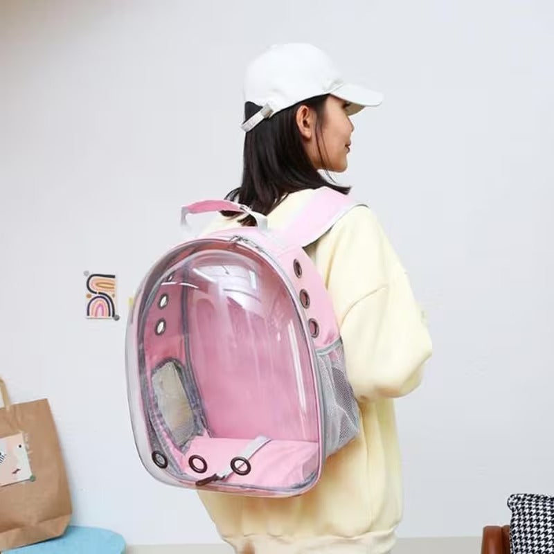 Pink pet bubble backpack carrier detail image 2